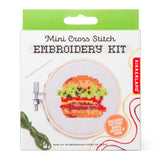 Kikkerland Mini Cross Stitch Embroidery Kit - Burger