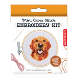 Kikkerland Mini Cross Stitch Embroidery Kit - Golden Retriever