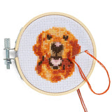 Kikkerland Mini Cross Stitch Embroidery Kit - Golden Retriever