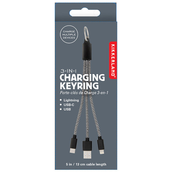 Kikkerland 3-in-1 Charging Cables Keyring