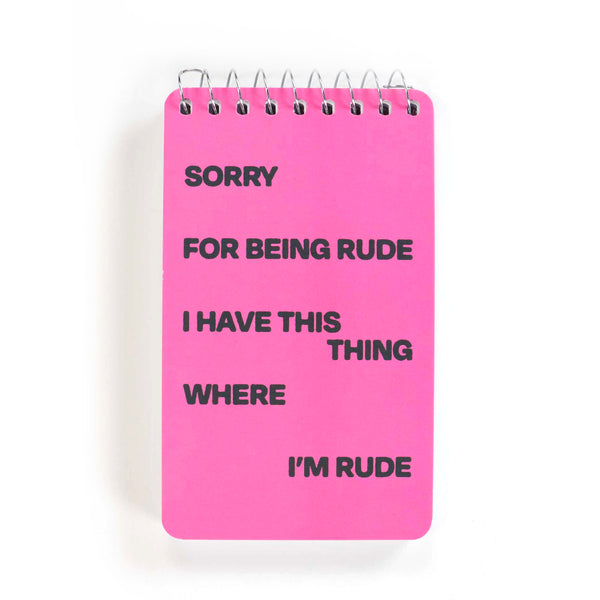 Blue Q Blank 3" x 5" Top-Coil Notebook - Sorry For Being Rude