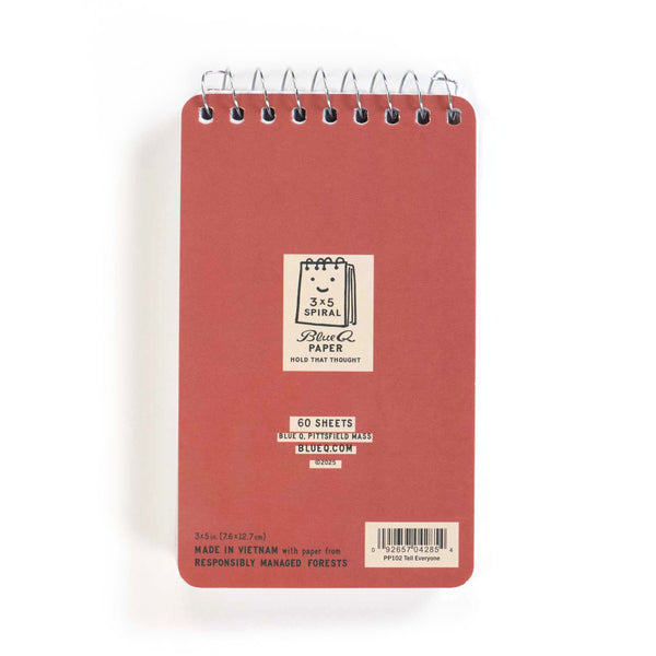 Blue Q Blank 3" x 5" Top-Coil Notebook - Gonna Tell Everyone