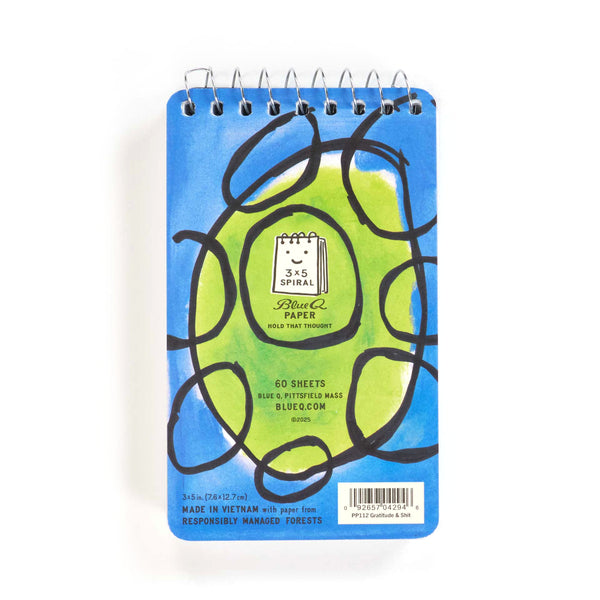 Blue Q Blank 3" x 5" Top-Coil Notebook - Gratitude & Shit
