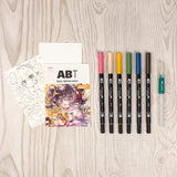 Tombow Dual Brush Pen Set 6pk Manga Flowers