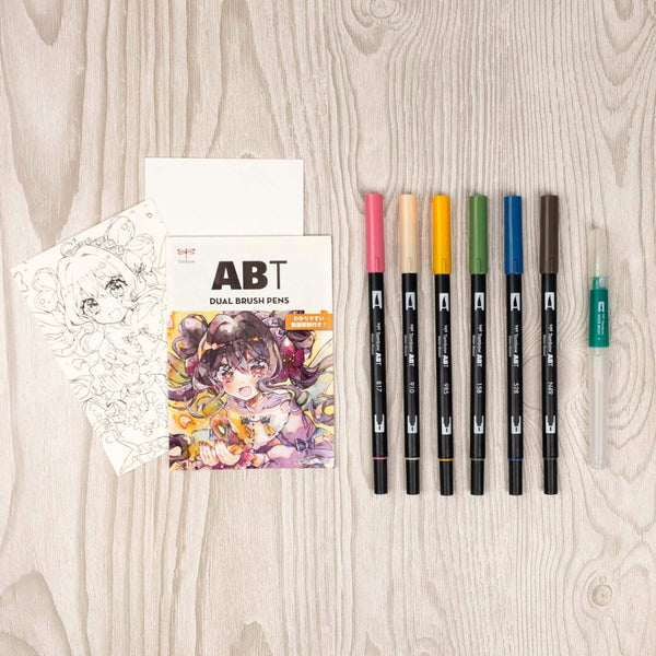 Tombow Dual Brush Pen Set 6pk Manga Flowers