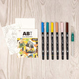 Tombow Dual Brush Pen Set 6pk Manga Bird