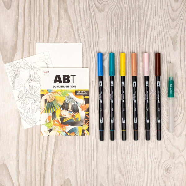 Tombow Dual Brush Pen Set 6pk Manga Bird