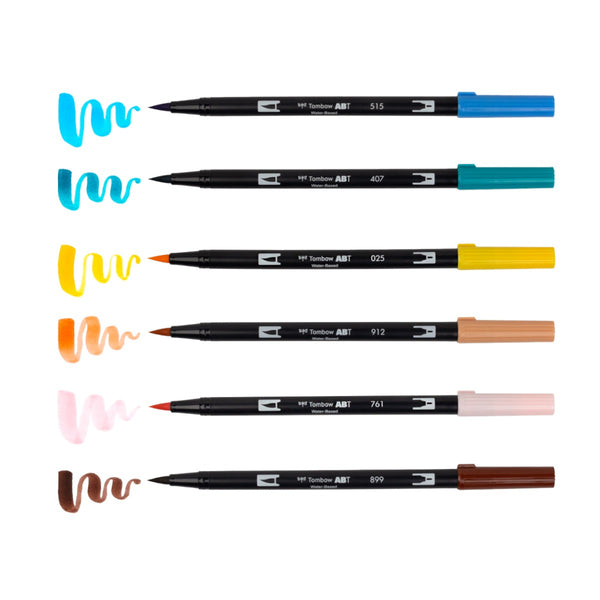 Tombow Dual Brush Pen Set 6pk Manga Bird