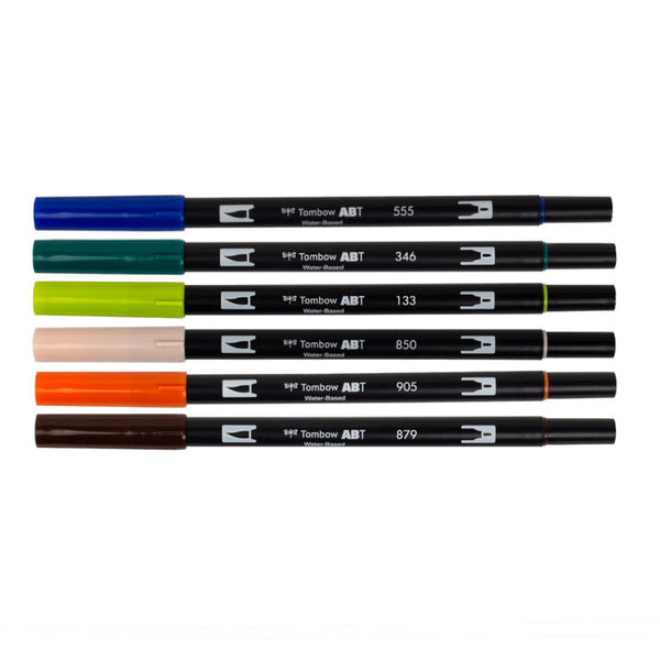 Tombow Dual Brush Pen Set 6pk Manga Wind