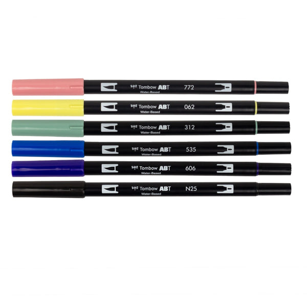 Tombow Dual Brush Pen Set 6pk Manga Moon