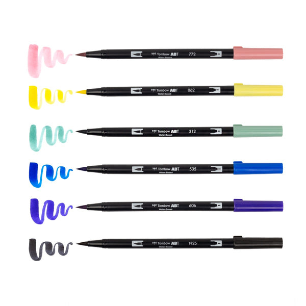 Tombow Dual Brush Pen Set 6pk Manga Moon