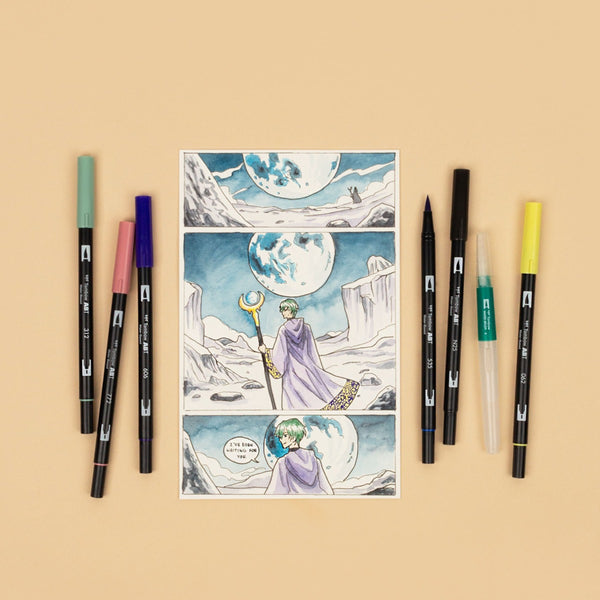 Tombow Dual Brush Pen Set 6pk Manga Moon