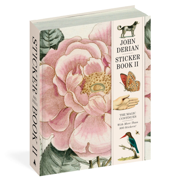 John Derian sticker book with floral design and nature-themed illustrations