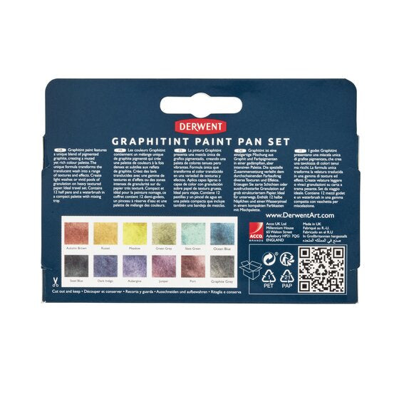 Derwent Tinted Graphitint Paint 12 Pan Palette