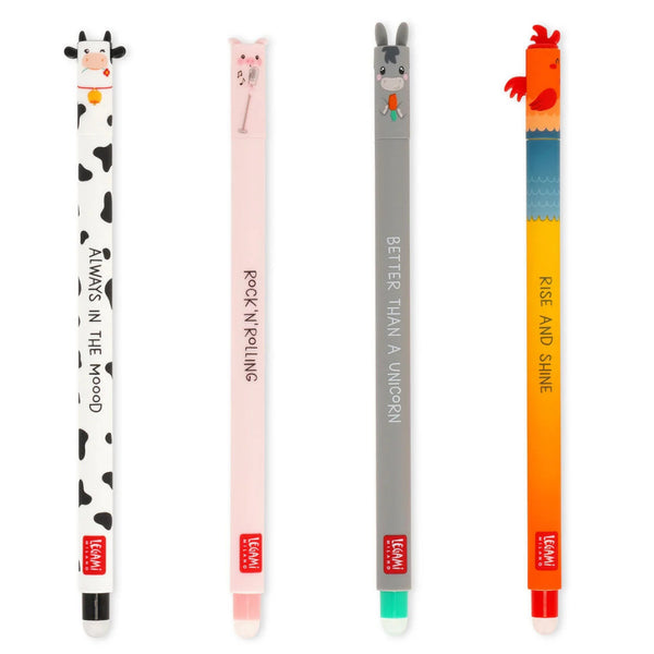 Legami Erasable Gel Pen Set - Farm Sweet Farm