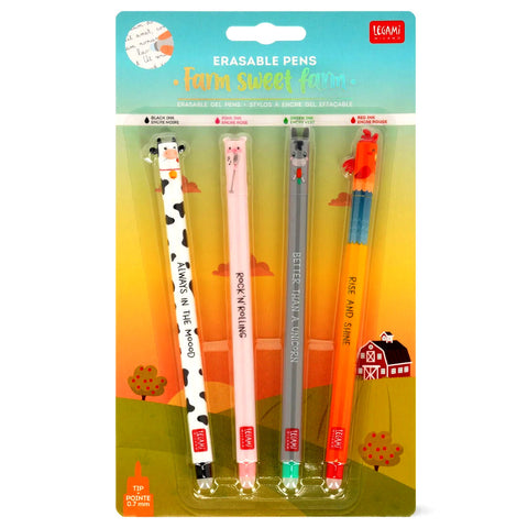 Legami Erasable Gel Pen Set - Farm Sweet Farm