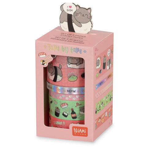 Legami Washi Paper Tape Set 5pk Sushi Cat