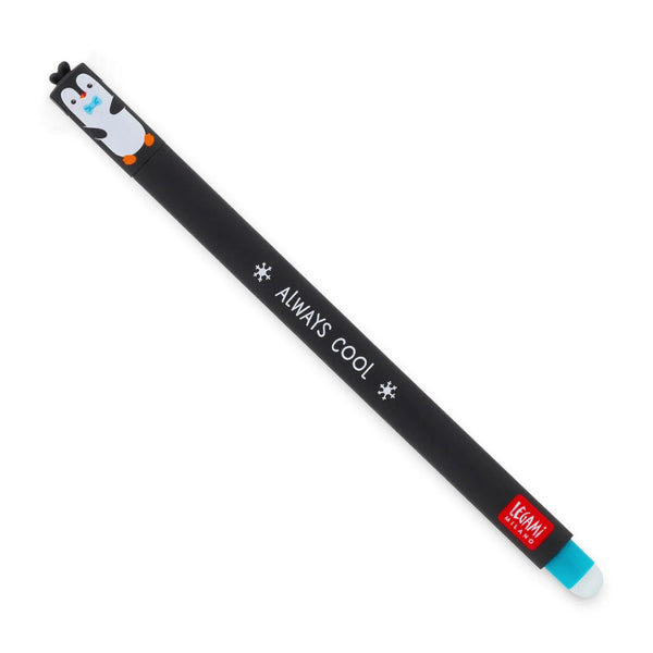 Legami Erasable Gel Pen - Penguin, Turquoise Ink