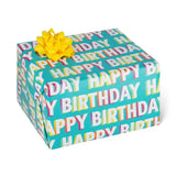 Legami Gift Wrap Roll - Happy Birthday, Light Teal