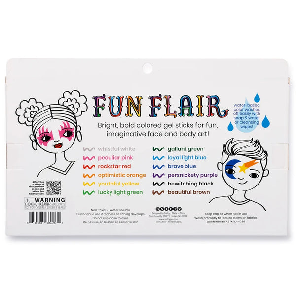 Snifty Fun Flair Face & Body Colour Gel Sticks 12pk