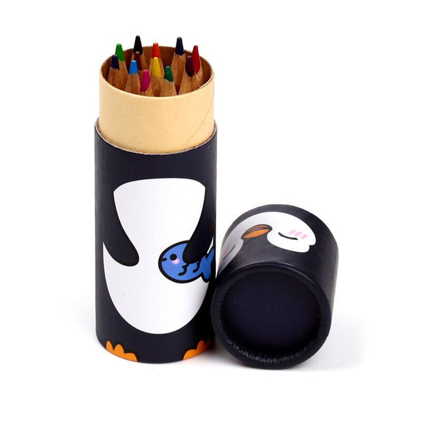 Puckator Coloured Pencil Set 12pk Adoramals Penguins, Assorted