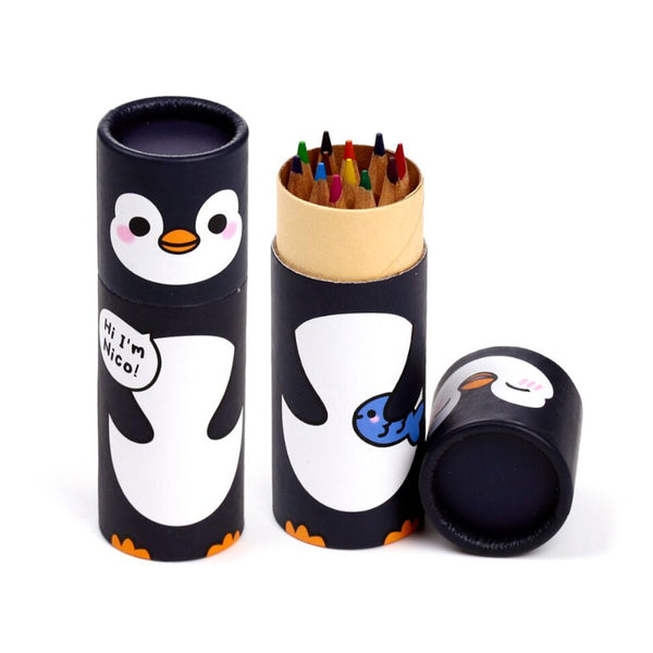 Puckator Coloured Pencil Set 12pk Adoramals Penguins, Assorted