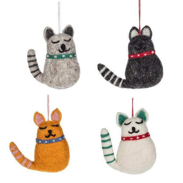 Abbott Hanging Wool Ornament - Smiling Cat, Assorted