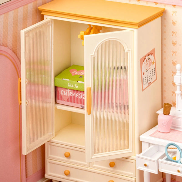 Robotime Rolife DIY Mini Model Kit, Super Creator - Lovely Pink Bedroom