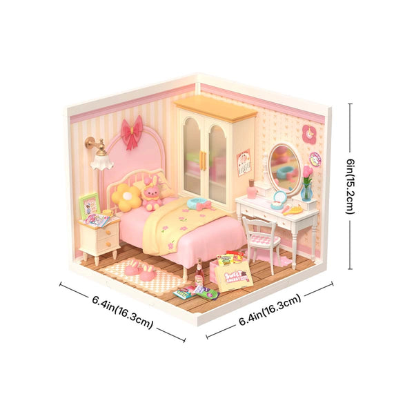Robotime Rolife DIY Mini Model Kit, Super Creator - Lovely Pink Bedroom