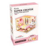 Robotime Rolife DIY Mini Model Kit, Super Creator - Lovely Pink Bedroom
