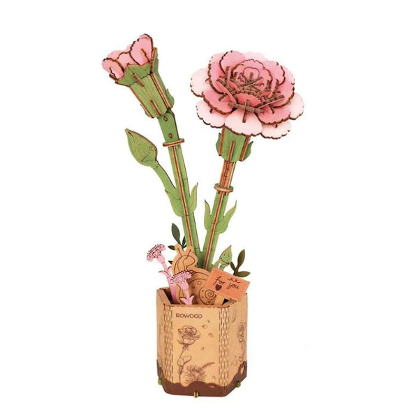 Robotime Rowood Wooden Bloom Craft Model Kit - Pink Carnation