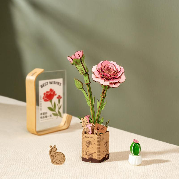Robotime Rowood Wooden Bloom Craft Model Kit - Pink Carnation