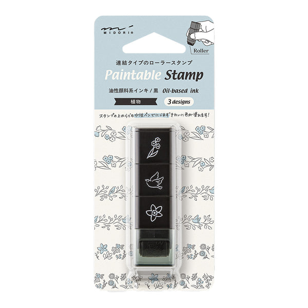 Midori Rotating Self-Inking Paintable Stamps, Mini 3pk Plants