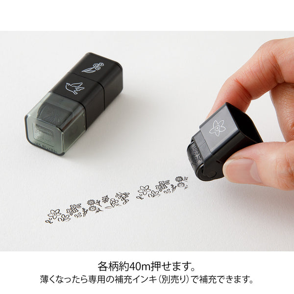 Midori Rotating Self-Inking Paintable Stamps, Mini 3pk Plants