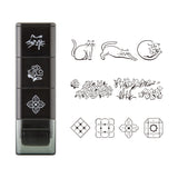 Midori Rotating Self-Inking Paintable Stamps, Mini 3pk Cat & Landscape