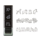 Midori Rotating Self-Inking Paintable Stamps, Mini 3pk Dog & Landscape