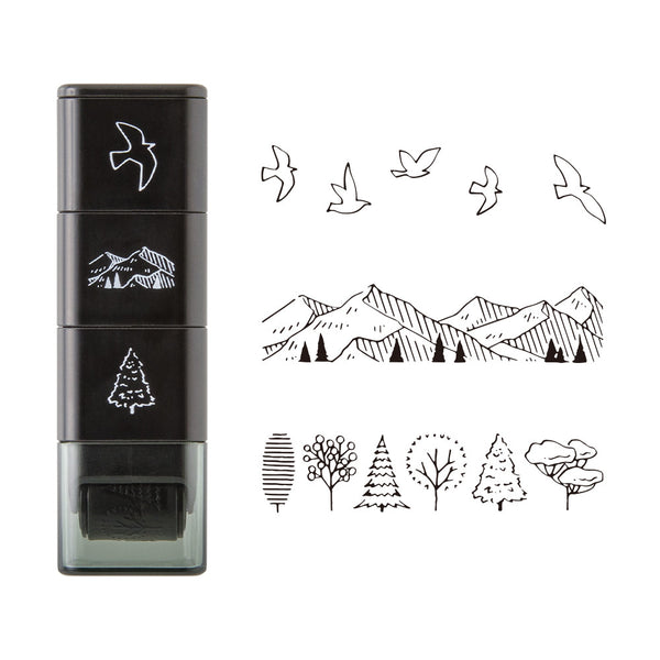 Midori Rotating Self-Inking Paintable Stamps, Mini 3pk Mountain View
