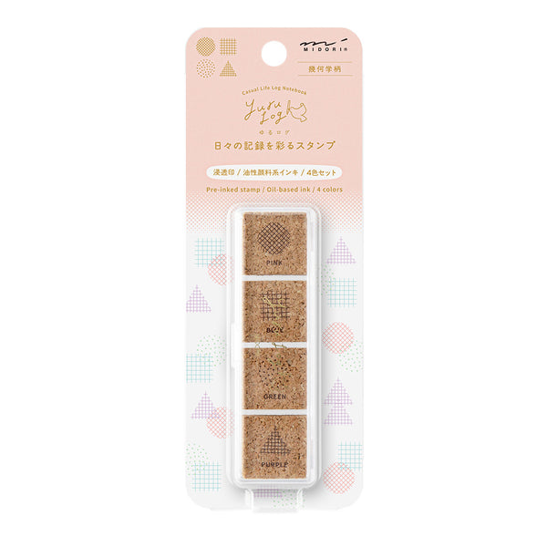 Midori Yuru Log Pre-Inked Stamp Set - Geometry