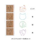 Midori Yuru Log Pre-Inked Stamp Set - Cats