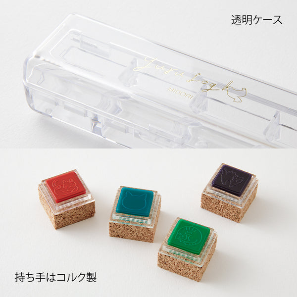 Midori Yuru Log Pre-Inked Stamp Set - Cats