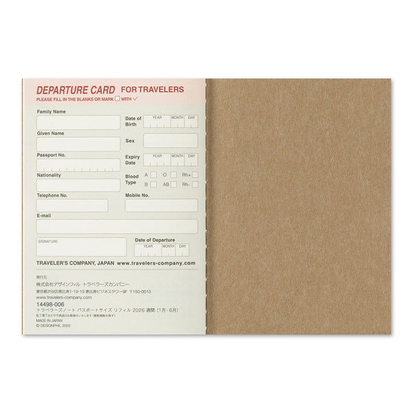 Traveler's Company 2026 Agenda Passport Refill - Weekly, Set of 2