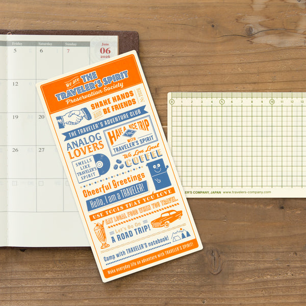 Traveler's Company 2026 Agenda Refill - Plastic Ruler Sheet