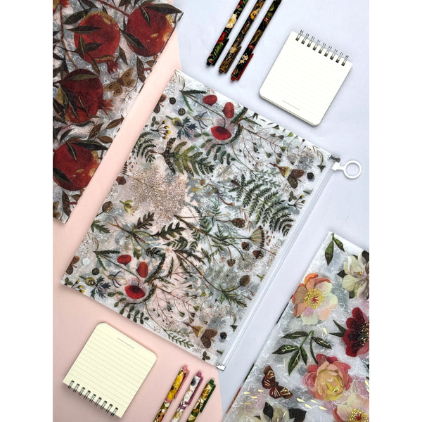 Bruno Visconti A4 Poly Zip Folder - Flowers and Greens