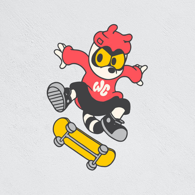 Weekend Character Weekend Characters Vinyl Sticker - Skater Raccoon – Midoco Art & Office ...