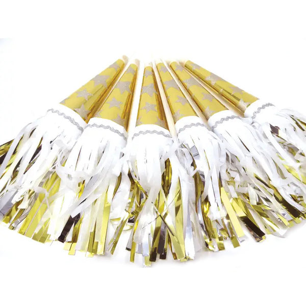 Party Partners Tasseled Party Horns 6pk Stars Gold