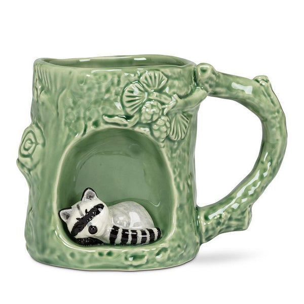 Abbott Stoneware Mug 12oz: Tree Hollow With Raccoon