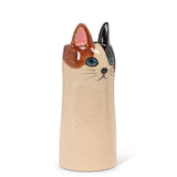 Abbott Stoneware Vase - Tall Cat, Brown & Off White