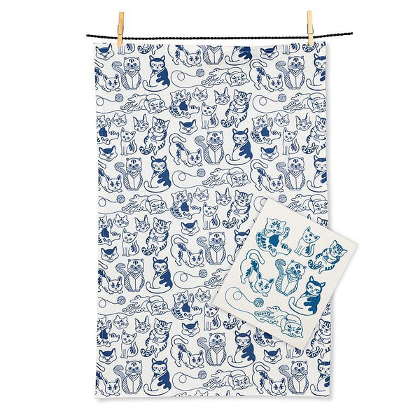 Abbott Dishcloth & Towel Set - Playful Cats