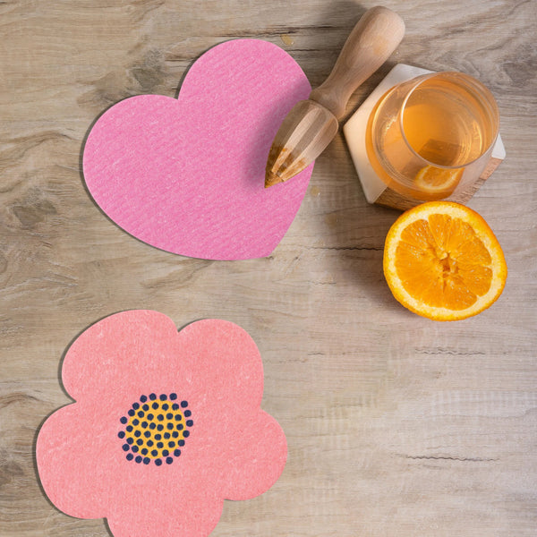 Ecologie Swedish Sponge Cloth - Pink Heart Shaped