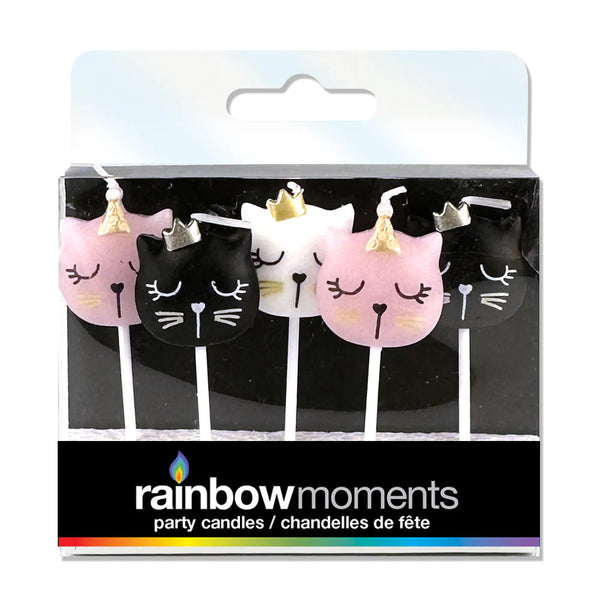 Rainbow Moments Paraffin Shape Candles 5pk Princess Cats